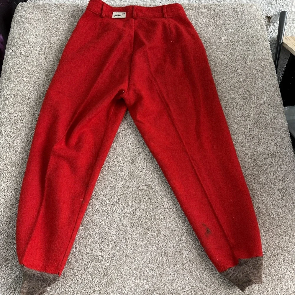 Vintage Duxbak Snow Pants Mens Medium Red Wool Lined Cuffed Winter Workwear